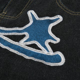 Contrast Color Print Straight Jeans GMWF-8888