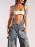 Fashion Loose Straight Denim Overalls Jumpsuit GMWF-S69852
