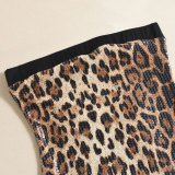 Leopard Print Sequin Hollow Out Mini Dress GNZD-51506DHD