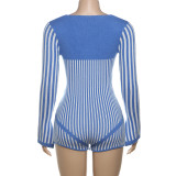 Knits Stripe Contrast Color Romper GZJQ-W24Q53673