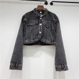 Fashion Denim Irregular Long Sleeve Jackets GMWF-99686