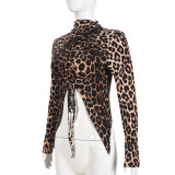 Leopard Print Long Sleeve Skinny T Shirt GNZD-51445TBD