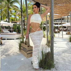 Sexy Hollow Out See Through Two Piece Skirts Set GNZD-31836SHY