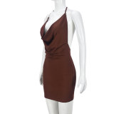 Deep V Neck Backless Mini Dress GNZD-51487DHD