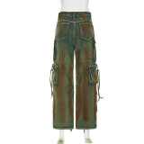 Vintage Colorful Multi-Pocket Loose Jeans GMWF-AL6999
