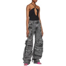 Patchwork Multi-pocket Loose Jeans GMWF-AL6930