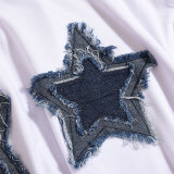 Loose Star Denim Patch T-shirt GNZD-011489TBR