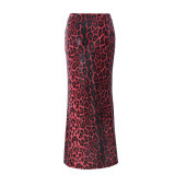 Leopard Print Sequin Patchwork Double Layered Long Skirt GNZD-51515DHD