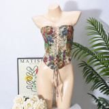 Wrap Hollow Out Bandage Top GNZD-32458TBY
