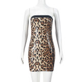 Leopard Print Sequin Hollow Out Mini Dress GNZD-51506DHD