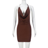Deep V Neck Backless Mini Dress GNZD-51487DHD