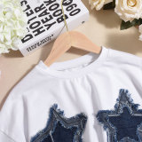 Loose Star Denim Patch T-shirt GNZD-011489TBR