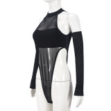 Mesh Hollow Out Long Sleeve Bodysuit GNZD-51463TBD