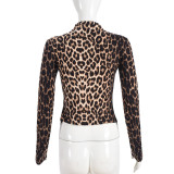 Leopard Print Long Sleeve Skinny T Shirt GNZD-51445TBD
