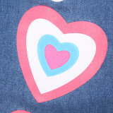 Contrast Color Heart Graffiti Print Loose Jeans GMWF-AL69572