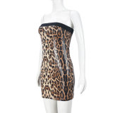 Leopard Print Sequin Hollow Out Mini Dress GNZD-51506DHD