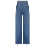Contrast Color Heart Graffiti Print Loose Jeans GMWF-AL69572