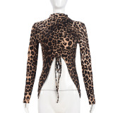 Leopard Print Long Sleeve Skinny T Shirt GNZD-51445TBD
