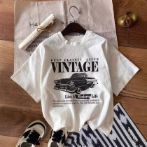 Car Printed Loose Pullover Short Sleeve T-Shirt GYIQ-ZW113336C