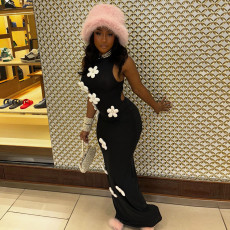 Sleeveless Cutout Detachable Floral Maxi Dress GNZD-51095DHD