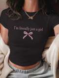 Bowknot Printed Crew Neck T-Shirt GYIQ-ZW113682B ZB113683B