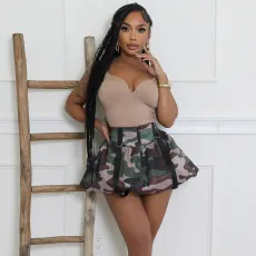 Camouflage Pleated Half Body Puff Skirt GNZD-51391DHD