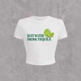 Casual Letter Print Short Sleeve T Shirt GYIQ-ZW113202B