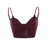Irregular Back Tie PU Wrap Camisole Vest GNZD-51424THD