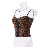 Sleeveless Hollow OUt Leopard Print Backless Cami Top GNZD-51438TBD