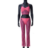Lace See Through Tie Up Vest Pants 2 Piece Set GNZD-51454SHD