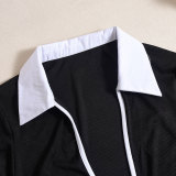 Long Sleeve Hollow Out Lapel Bodysuit GNZD-51464TBD