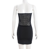 See Through Patchwork Wrap Chest Tops Skirt Suit GNZD-51320SHD