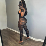 Patchwork See-through Hollow Out Jumpsuit GNZD-51315JHD