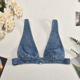 Wash Sexy Vest Back Button Denim Top GNZD-51071THD
