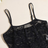 Lace Long Sleeve Hollow Out Sling Romper 2 Piece Set GNZD-51457JHD