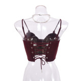 Irregular Back Tie PU Wrap Camisole Vest GNZD-51424THD