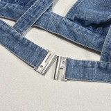 Wash Sexy Vest Back Button Denim Top GNZD-51071THD