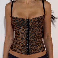 Sleeveless Hollow OUt Leopard Print Backless Cami Top GNZD-51438TBD