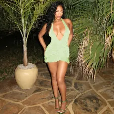 Hollow Out Tie Up Backless Mini Dress GNZD-51279DHD