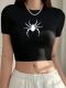 Spider Print Slim Short T-Shirt GYIQ-ZB111737B
