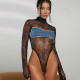 See Through Hollow Out Lace Bodysuit GNZD-51332THD
