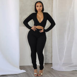 V Neck Hollow Out Long Sleeve Jumpsuit GNZD-51468JHD