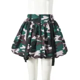 Camouflage Pleated Half Body Puff Skirt GNZD-51391DHD