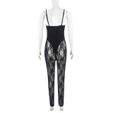 Patchwork See-through Hollow Out Jumpsuit GNZD-51315JHD