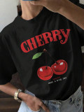 Cherry Print Round Neck Short Sleeve T-Shirt GYIQ-ZW113756C ZB113691C