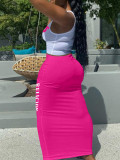 Plus Size Sleeveless Print Tank Tops Long Skirt 2 Piece Set HMYI-28972