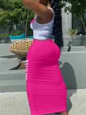 Plus Size Sleeveless Print Tank Tops Long Skirt 2 Piece Set HMYI-28972