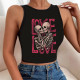 Cartoon Print Vintage Slim Tank Top GYIQ-ZB114443A
