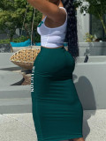 Plus Size Sleeveless Print Tank Tops Long Skirt 2 Piece Set HMYI-28972