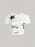 Letter Print Short Sleeve T Shirt HMYI-34223